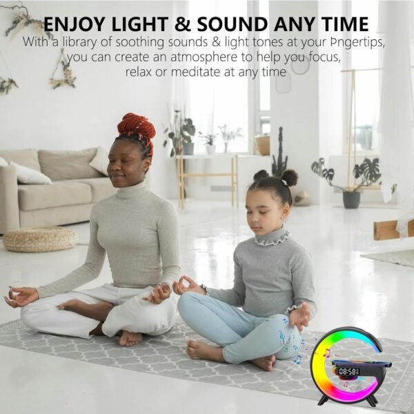 Wireless Speaker Charger Light,LED Bedside Lamp 4-in-1 Alarm Clock - Image 7
